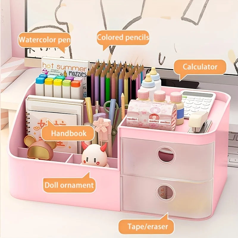 Large Capacity Desktop Storage Box Pen Holder for Tidy Workspace