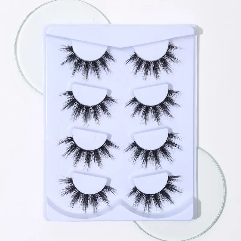 4 Pairs Thick Comic Style False Eyelashes for Dramatic Eye Makeup