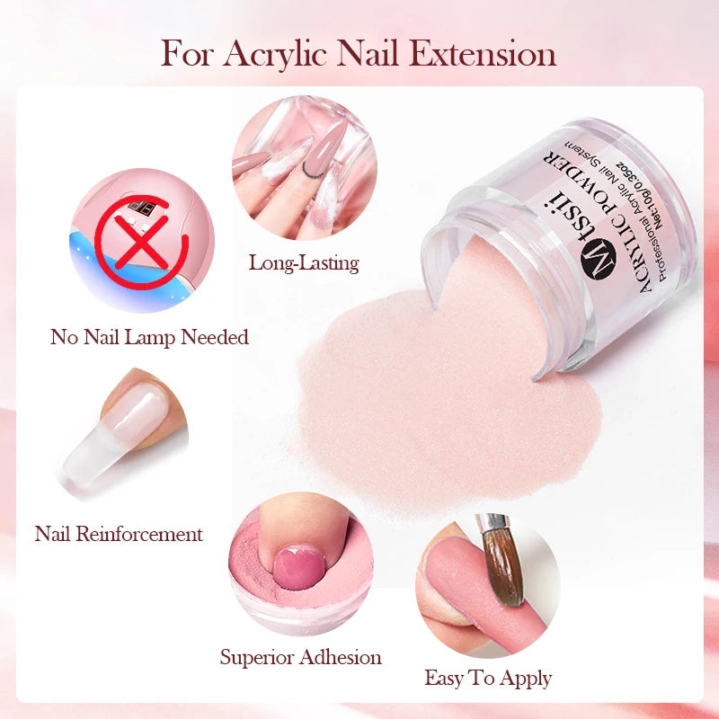 Professional Nail Acrylic Powder & Liquid Set - 8PCS Nail Art Kit with Brush