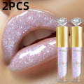 Moisturizing Glitter Lip Gloss Set - 2PCS Sparkling Lip Oil for Women