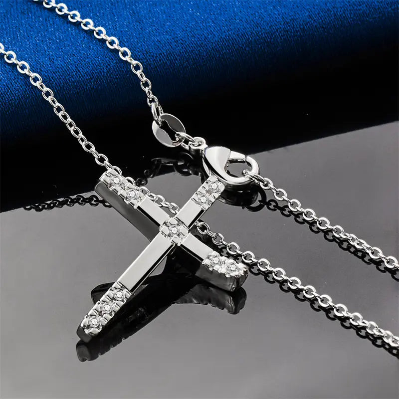 Sterling Silver Cross Pendant Necklace 16-30 Inch Women's Jewelry Gift