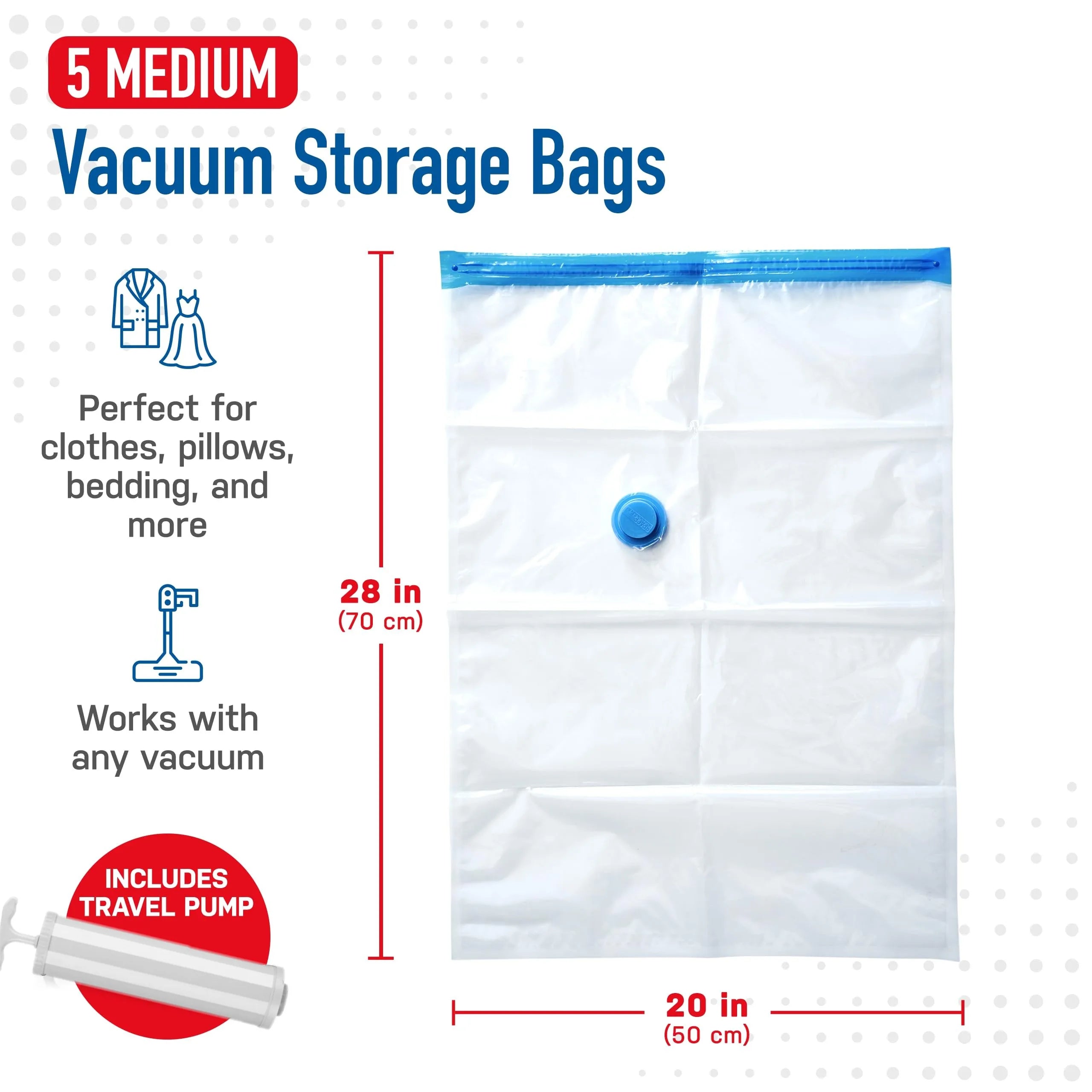 20 Pack Vacuum Storage Bags Space Saver Compression for Clothes & Comforters