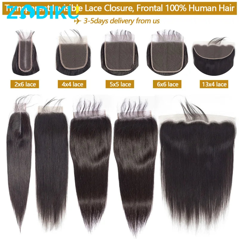 Brazilian Human Hair Lace Closure Frontal 13x4 13x6 HD Transparent Lace