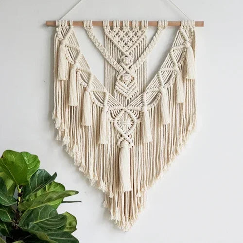 Boho Macrame Wall Hanging Tapestry - Handwoven Geometric Home Decor
