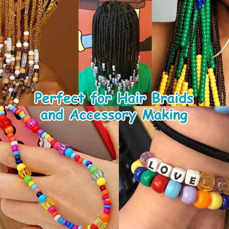 Multi-Colored Plastic Beads for Jewelry and Crafts - Large Hole Pony Beads (500/1000pcs)