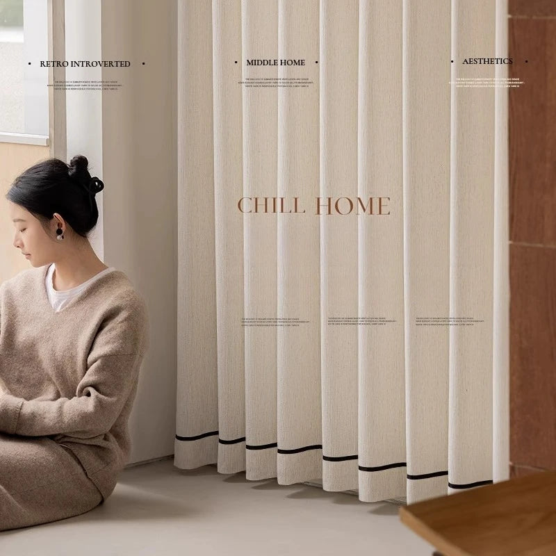 Sheer Window Curtains Beige Tulle for Living Room Bedroom Elegant Voile Drapes