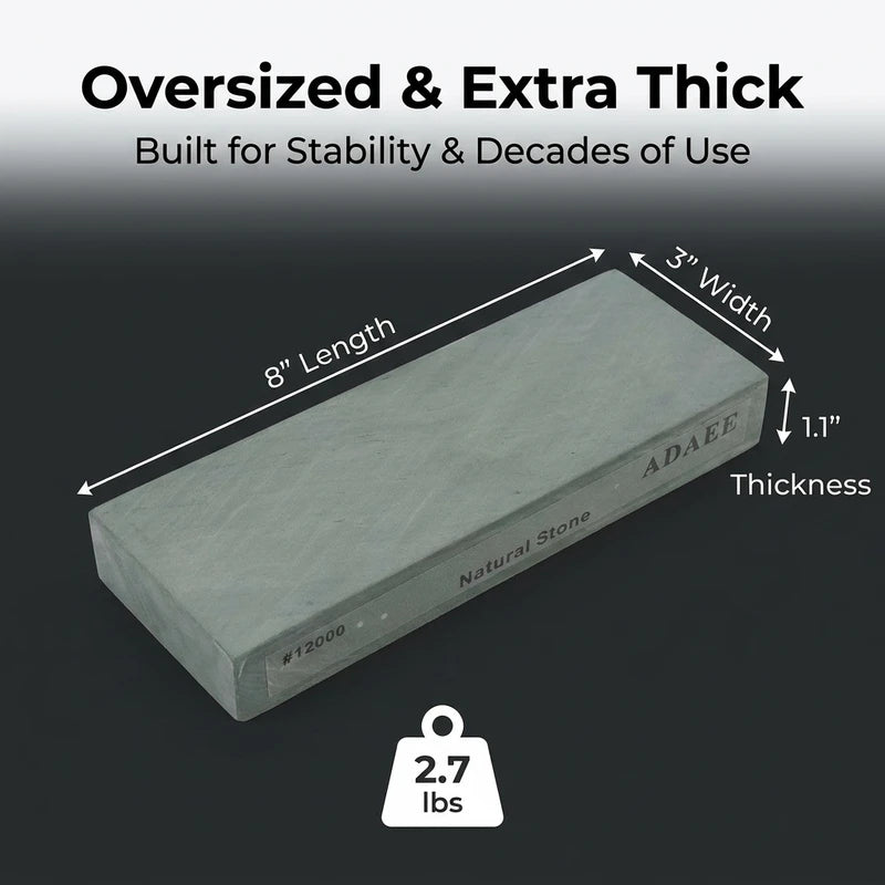 12000 Grit Natural Whetstone Sharpening Stone for Kitchen Knives - Large 200x75x29mm