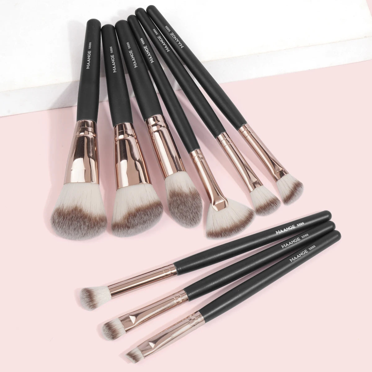9-Piece Makeup Brush Set with Dense Soft Bristles for Foundation, Eyeshadow, Highlighter & Blending