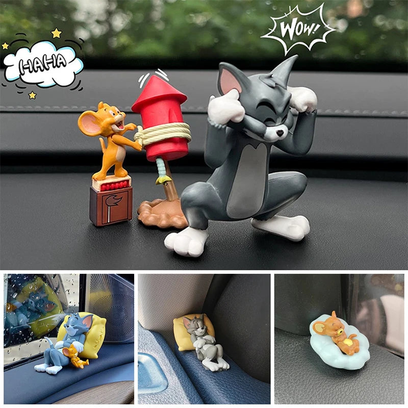 Kawaii Tom Jerry Cartoon Car Dashboard Ornament Mini Figure Decor Gift