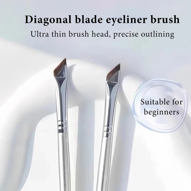 Diagonal Eyeliner & Eyebrow Brush Set - Ultra-Thin Detail Makeup Tools