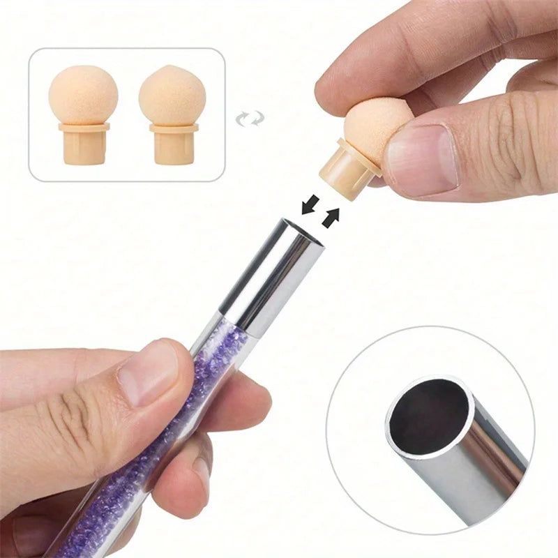 Nail Art Dotting Pen with Gradient Brush & Glitter Powder for Manicure - Multiple Colors