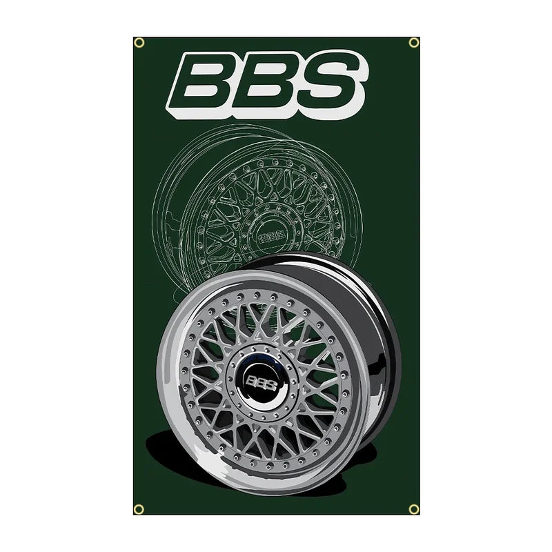 Car Wheel Flag Banner Polyester Car Decor Bunting Auto Enthusiast Room Decor