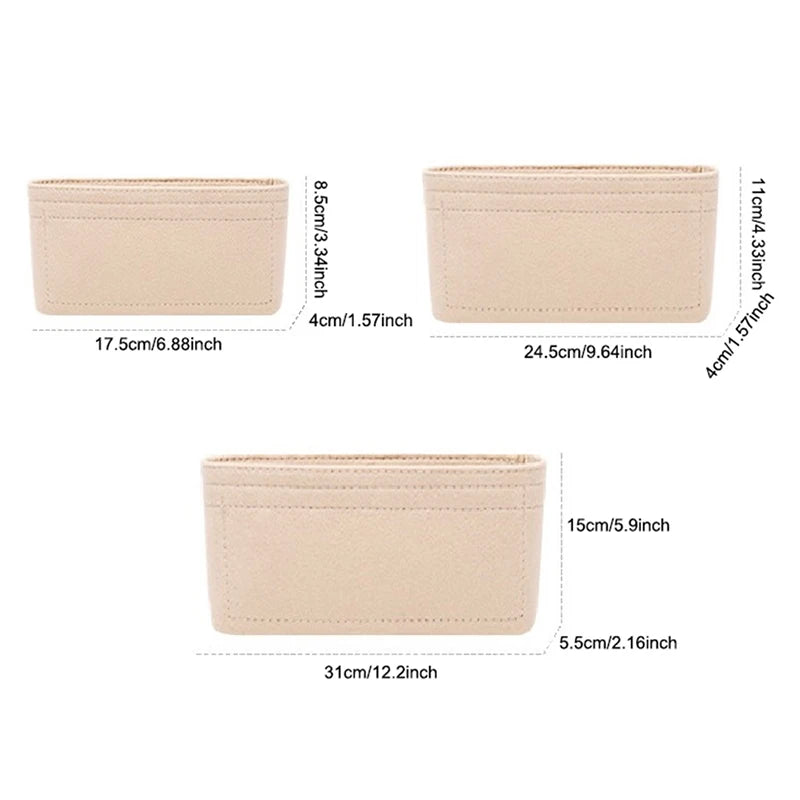Felt Bag Organizer Insert for Handbags and Cosmetic Bags - Multi-Color