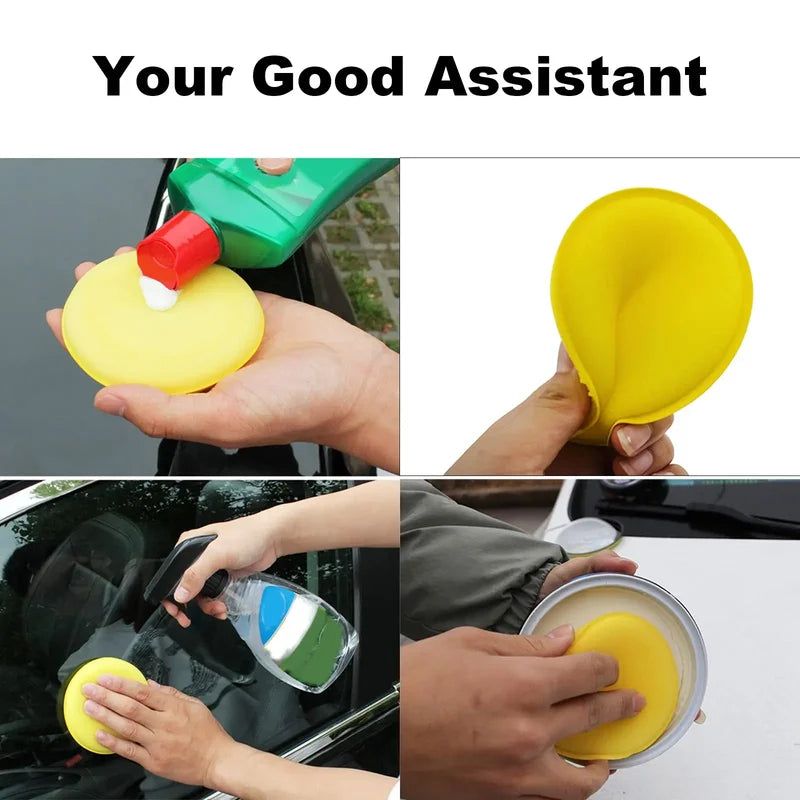 Car Waxing Foam Polish Sponges Applicator Set - Soft Dust Removal Cleaning Pads