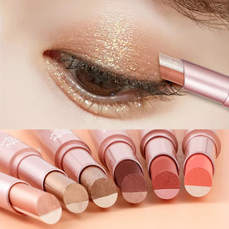 Waterproof Two-Color Eye Shadow Pen - Smudge-Resistant, Pearlescent Finish