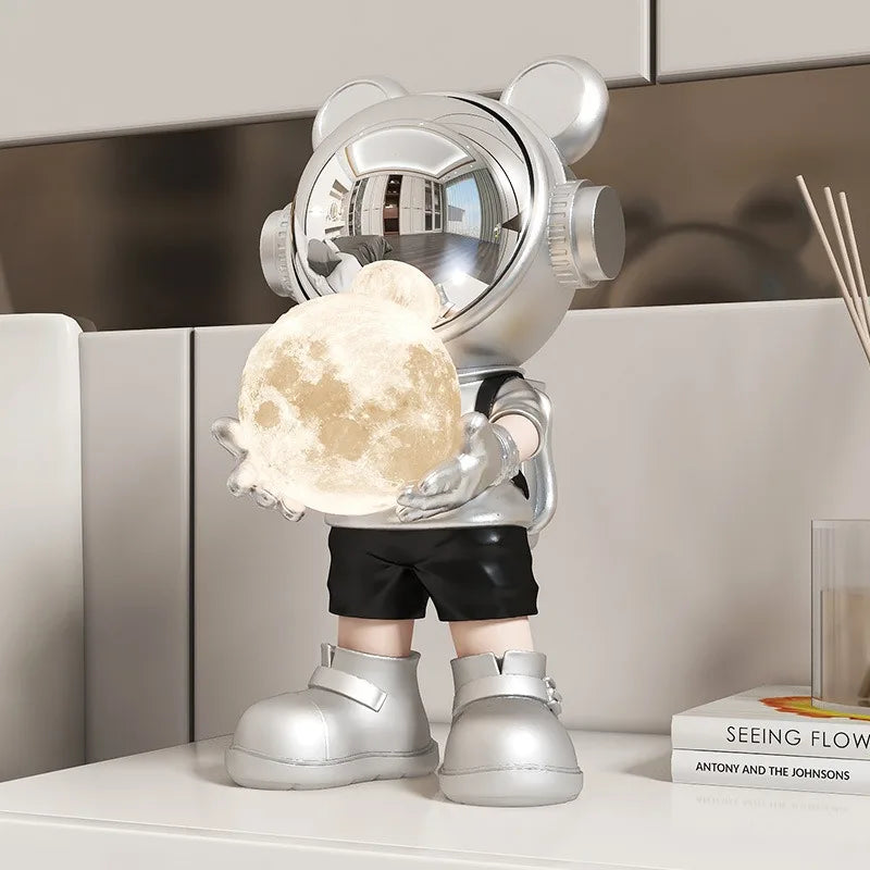 Astronaut Sculpture Figurine Modern Desk Decor Resin Home Ornament