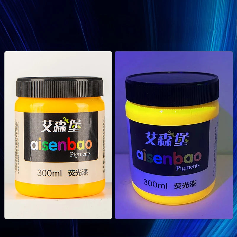 Fluorescent Acrylic Paint 300/500ml Bright Luminescent Coating for DIY Wall Art