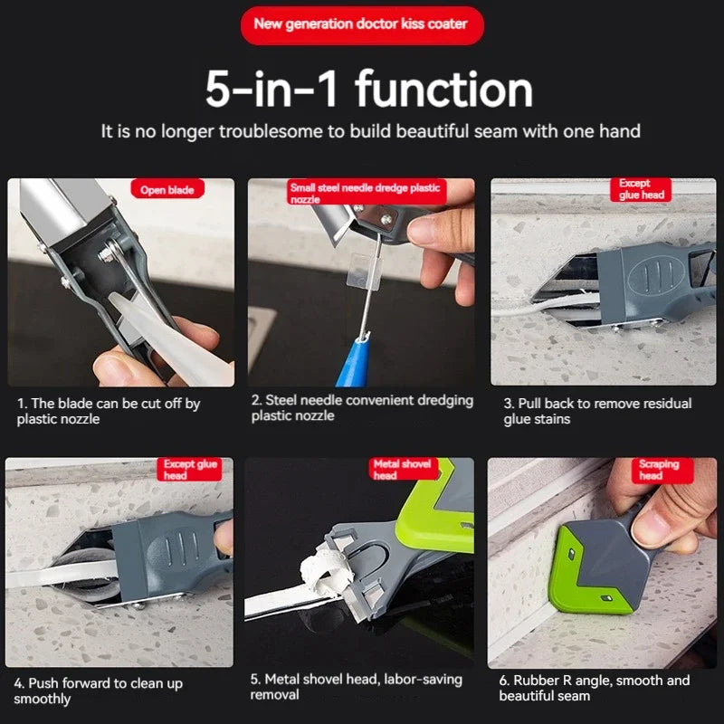3-in-1 Silicone Caulking Sealant Remover & Grout Finisher Tool Set - Floor Mould Removal Hand Tools