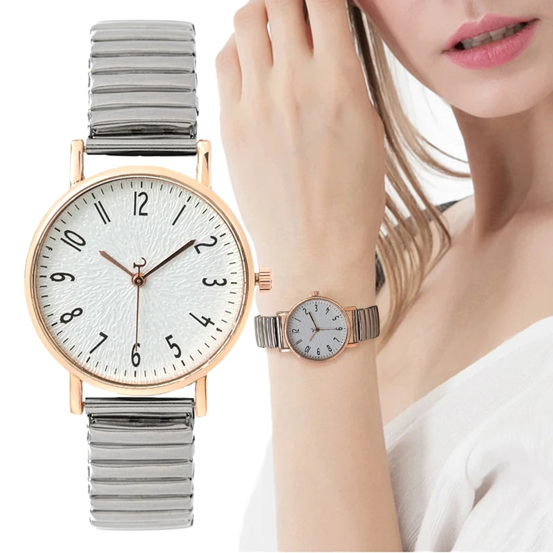 Women's Digital Quartz Watch Casual Stainless Steel Stretch Band - Multiple Colors