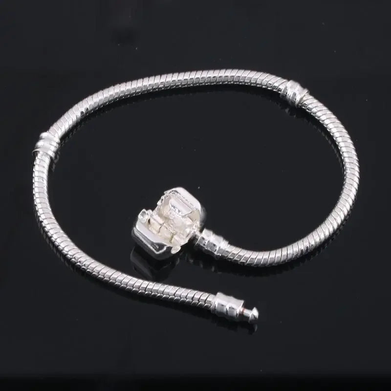 925 Sterling Silver Snake Bone Charm Bracelet for Women & Men - Adjustable Length Jewelry