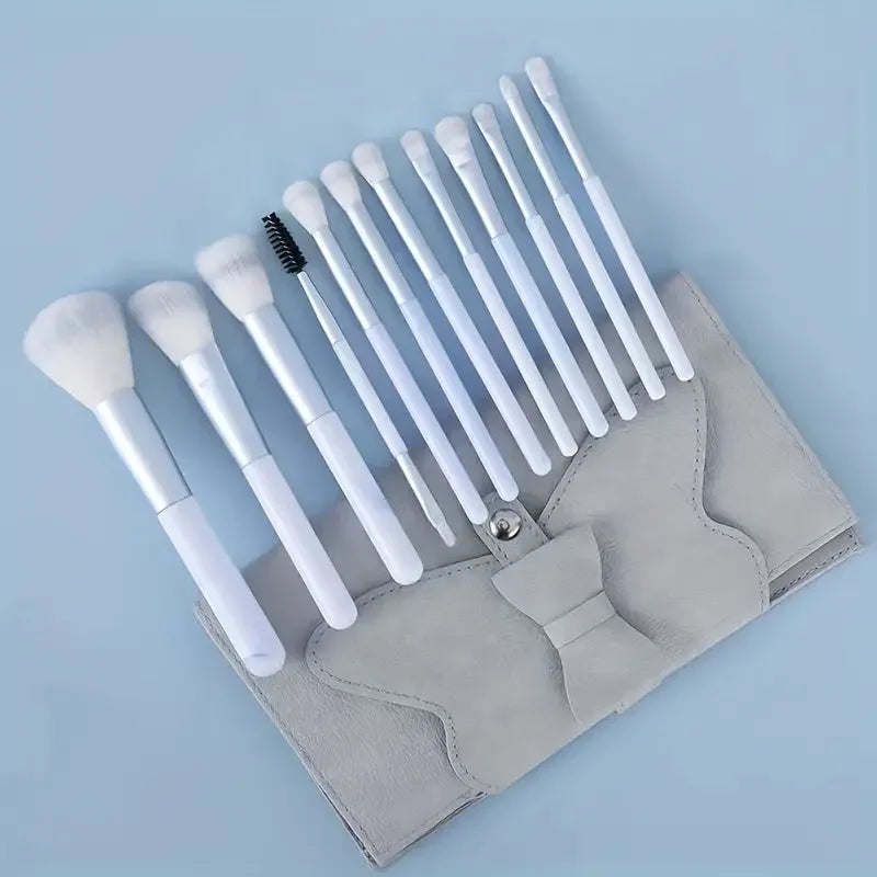 12-Piece Makeup Brush Set with Colorful Handles - Foundation, Blush, Eye Shadow & Blending Tools
