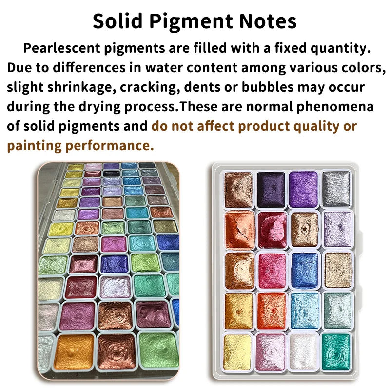 Watercolor Paint Set with Metallic, Glitter, Shimmer Colors - Portable Art Kit