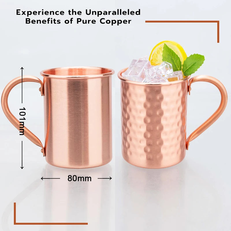 400ml Copper Mug Hammer Texture & Smooth Sanding Drinkware for Cocktails & Beer
