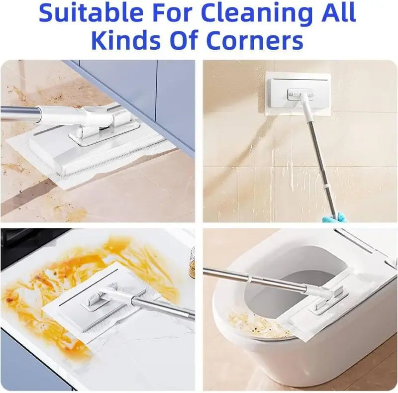 Hands-Free Automatic Wet Wipe Mop with Detachable Cloth Holder for Floor Cleaning