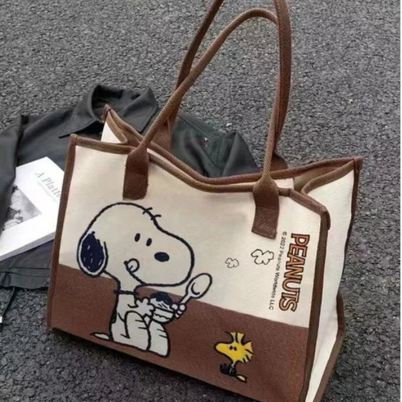 Large Capacity Cartoon Snoopy Woodstock Tote Bag for Students and Commuters