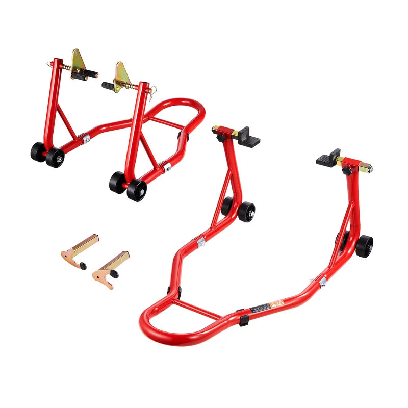 Motorcycle Stand Lift Combo Set - Support Up to 850lbs for Front & Rear Wheels