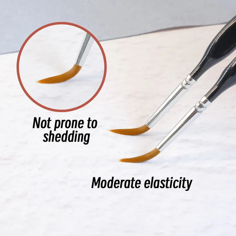 Fine Paint Brush Set for Acrylic Models - 11 Sizes, Black Tip, Nylon Hair, Detail Miniature Brushes