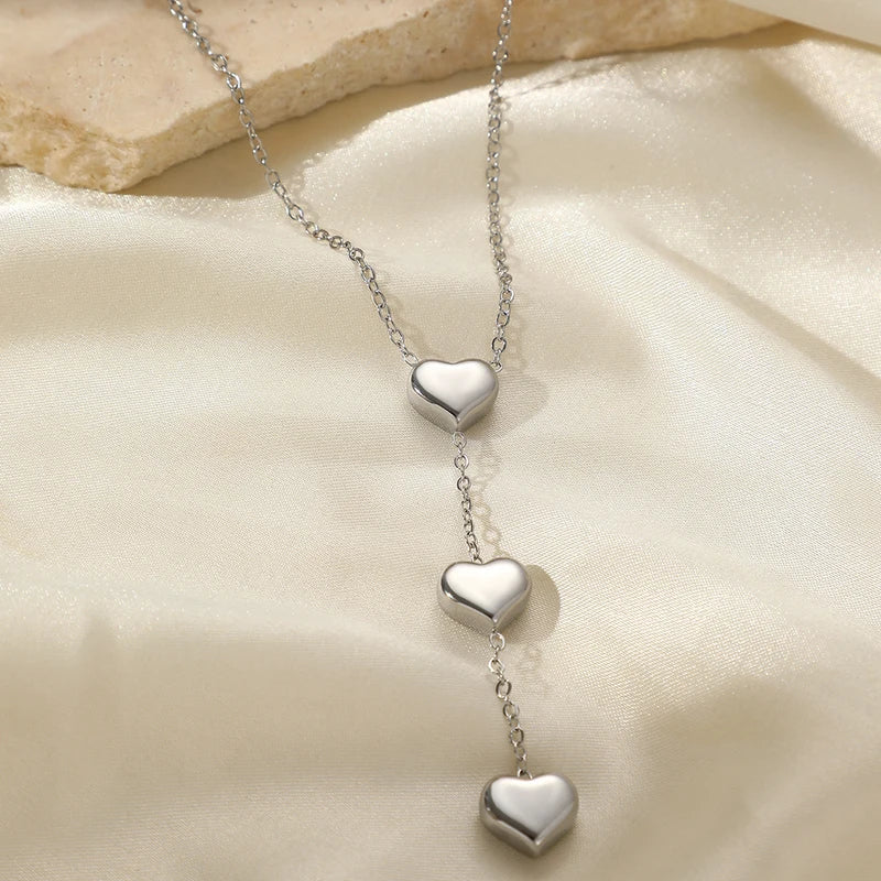 Small Peach Heart Pendant Necklace for Women - Valentine's Day Gift Jewelry
