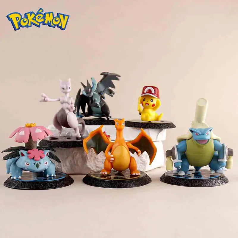 Pokemon Action Figures Set - Pikachu Charizard Blastoise Squirtle Bulbasaur, 6-7cm Collectible Toys
