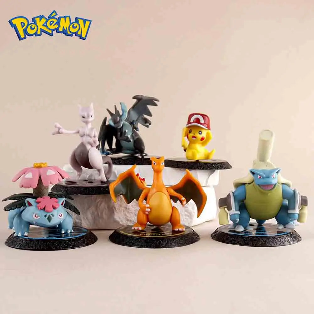 Pokemon Action Figures Set - Pikachu Charizard Blastoise Squirtle Bulbasaur, 6-7cm Collectible Toys