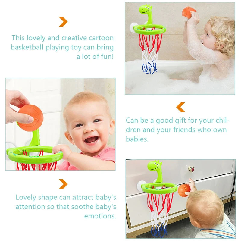 Baby Bath Toy Water Play Set with Basketball Hoop & 3 Balls - Suction Cup Pool Toy for Kids