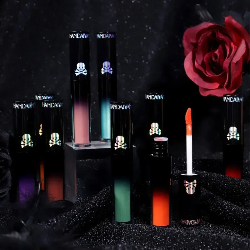 Halloween Goth Lipstick Set Long Lasting Matte Lip Gloss for Cosplay