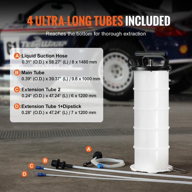 Manual Car Brake Fluid Extractor Pump with Hoses - 6.5L Oil Change Kit