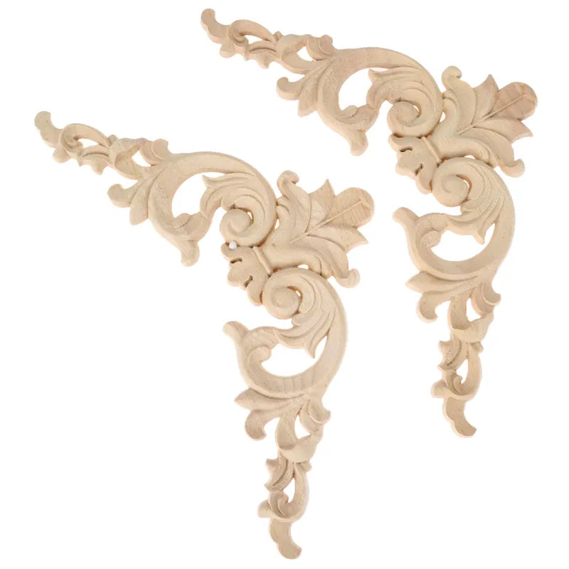 Wooden Corner Wall Decal Set - European Style Oak Flower & Branch Decor for Cabinets & Doors