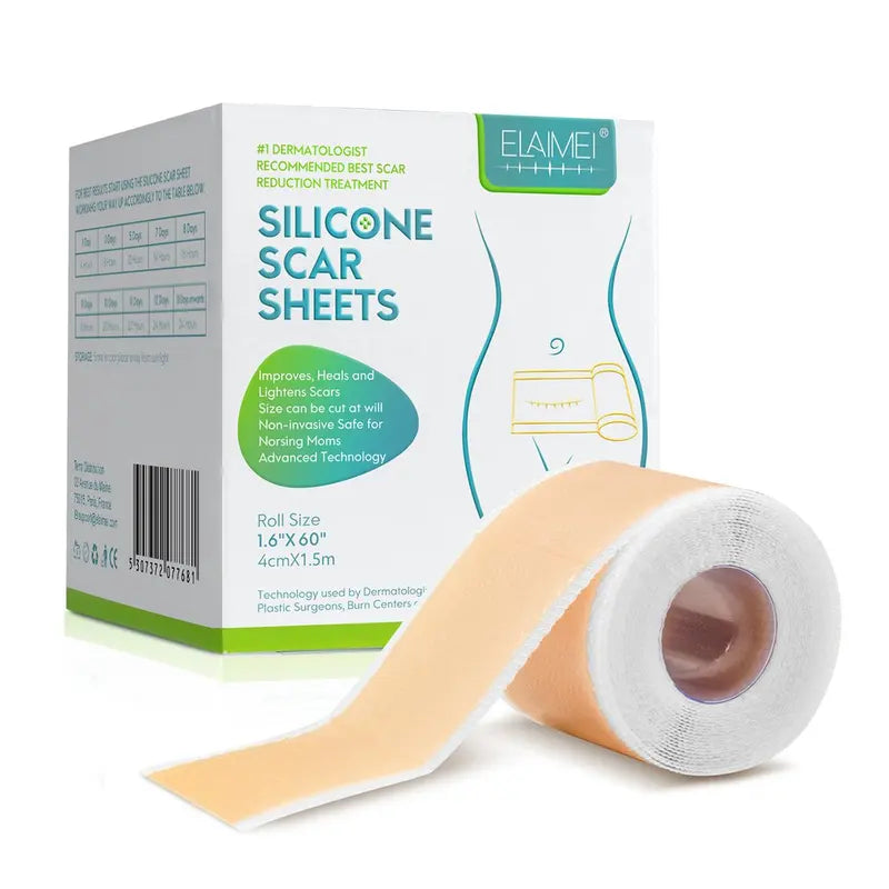 Silicone Scar Sheets Roll - Waterproof Breathable Skin Cover Tape, 4cm x 150cm