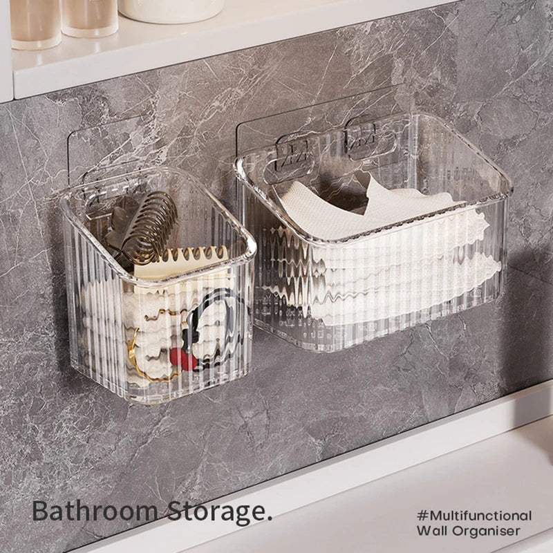 Wall Mount Organizer for Bathroom Kitchen Living Room No Drilling Multi-Functional Storage Box