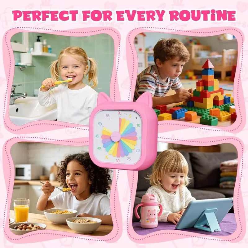 Kids Visual Timer 60-Minute Countdown Clock Silent Toddler Study Clock Rainbow Disk