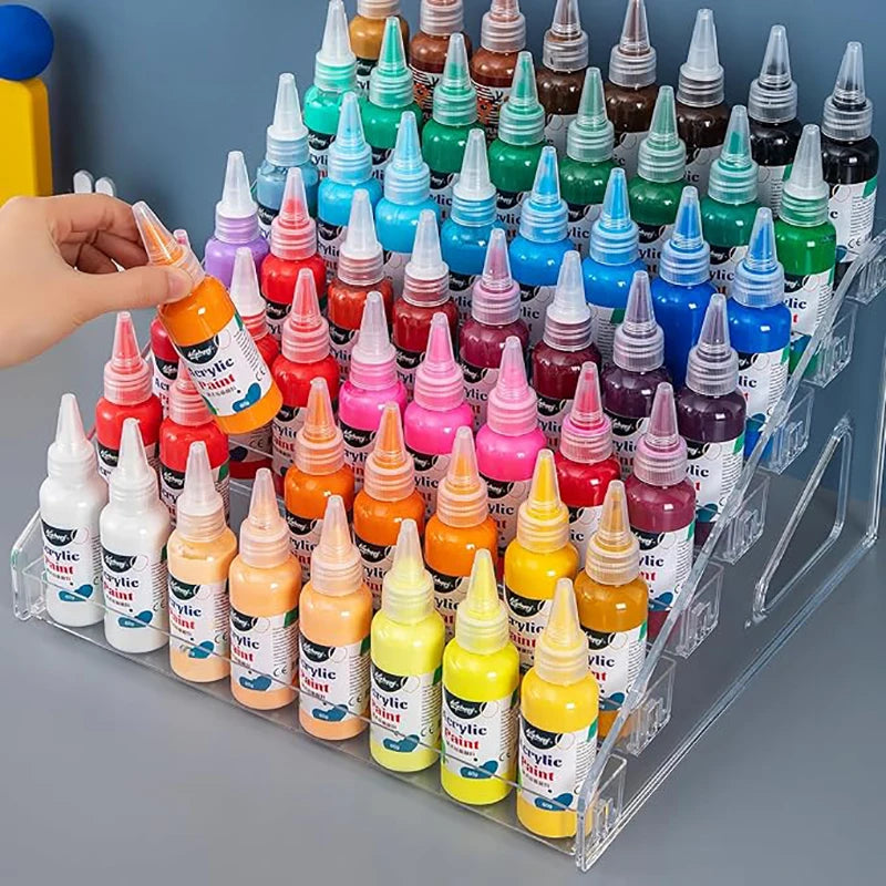 Mini Paint Storage Box with 7 Layers - Transparent Craft Organizer