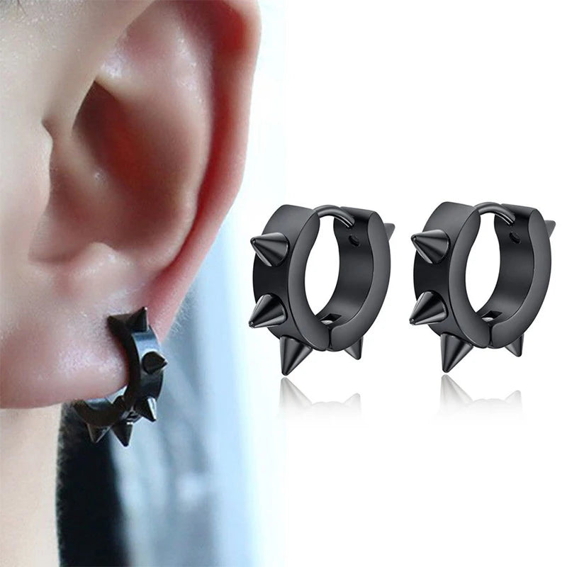 Unisex Punk Spiky Stainless Steel Earrings with Thorn Design - Street Gothic Jewelry