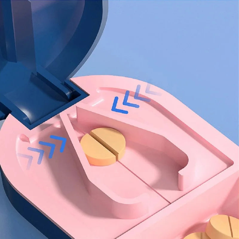 Portable Pill Cutter with Storage Box Adjustable Stainless Steel Blade