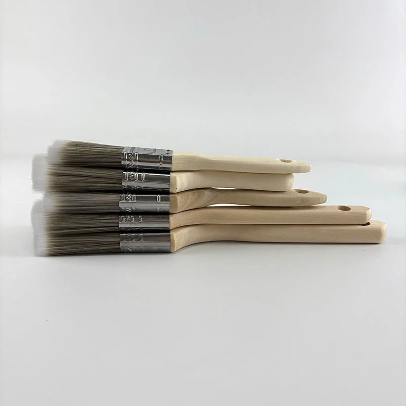 Paint Brush Set 5Pcs Long-Handled Nylon Art & Marine Brushes White Coffee