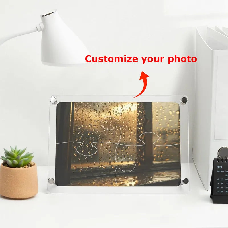 Personalized Acrylic Puzzle Display Stand for Desk Decor Custom Photo Gift
