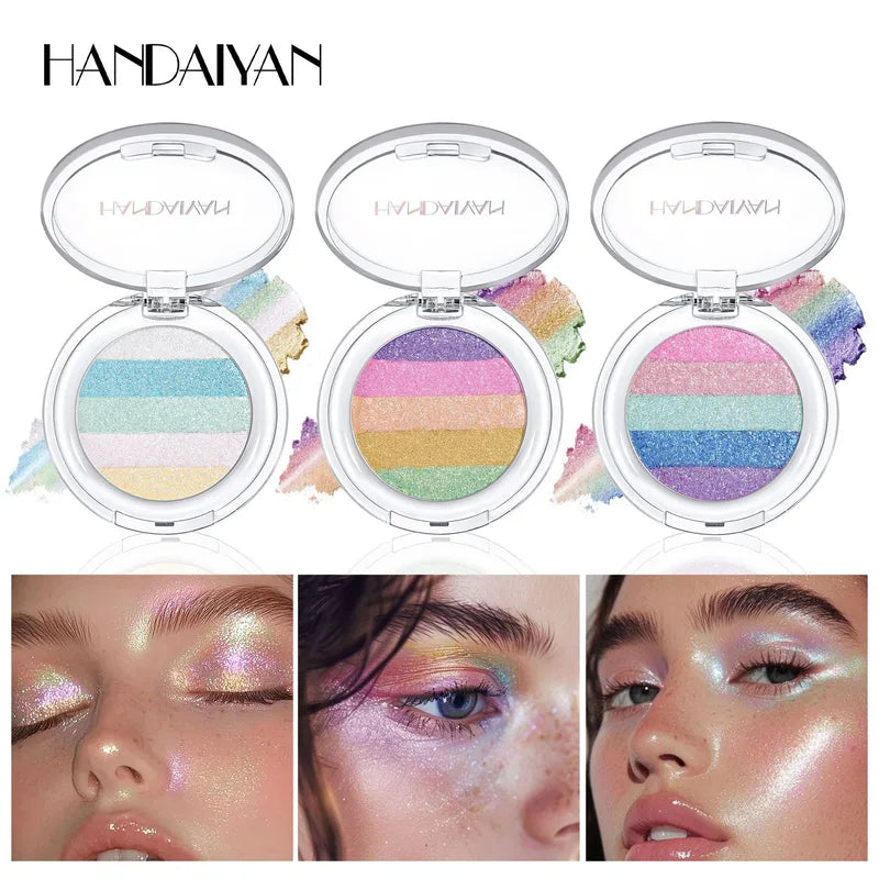 Glitter Eyeshadow Palette 3-in-1 Brightening Body & Face Highlighter Set - Multiple Colors