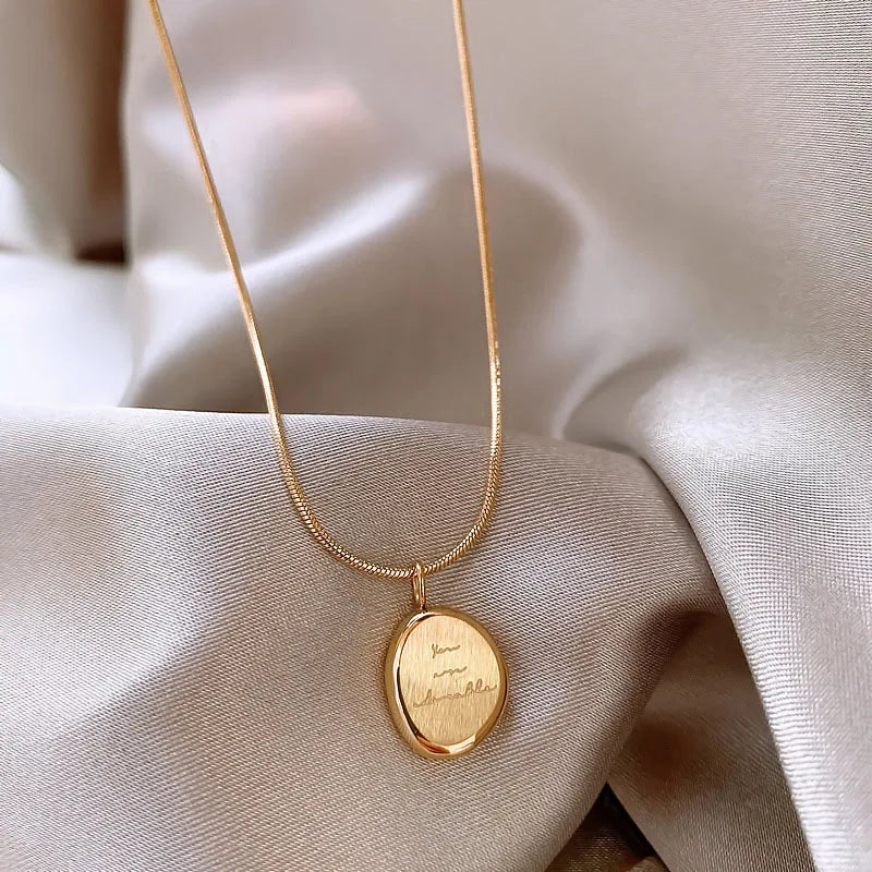 Gold Irregular English Letter Necklace for Women Men Stainless Steel Chain Jewelry Gift