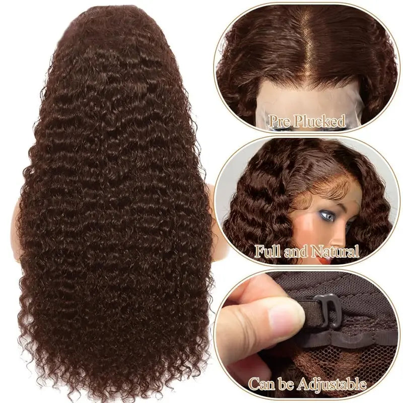 Deep Wave Human Hair Lace Front Wig 18-36 Inch Curly HD Transparent Lace