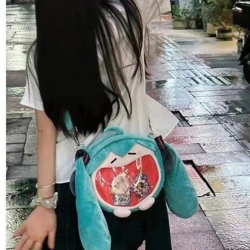 Cartoon Hatsune Miku Shoulder Bag - Large Capacity Anime Backpack for Women